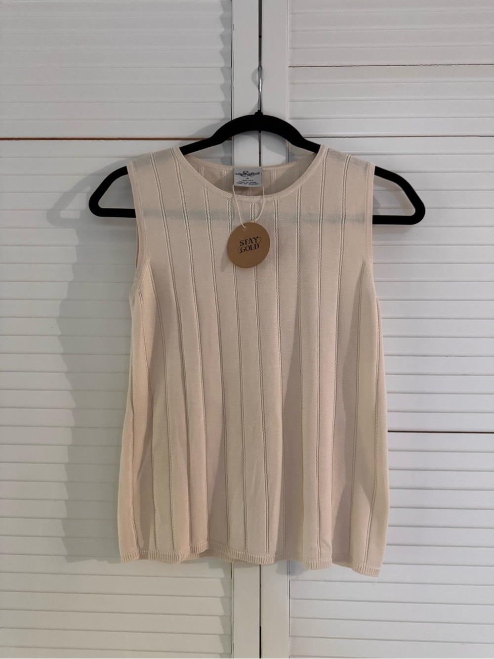 Vintage Hillard Hanson 100% Silk Sleeveless Knit Top - Cream 0068